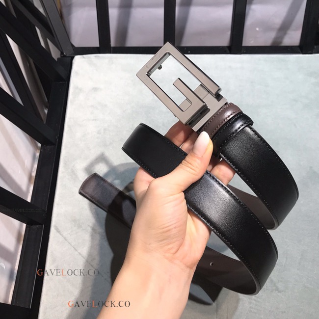 Gucci Belt Black & Brown Napa Upgraded Leather Silver Buckle
